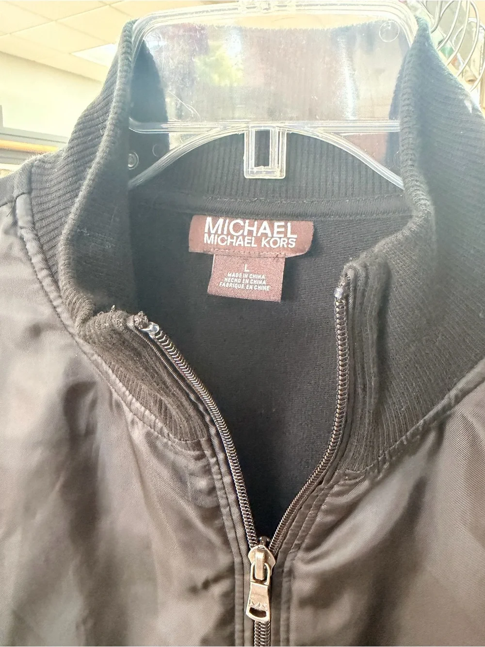 Michael Kors Black Nylon Front Bomber Jacket
